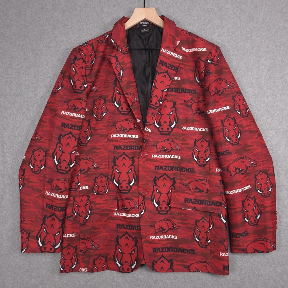 Arkansas Razorbacks Large Novelty Red All Over Print Blazer Jacket Top Drawer